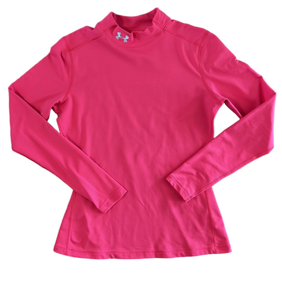 Under Armour Semi Fitted Cold Gear Pink Layering Top Size Large Shirt - Picture 1 of 9